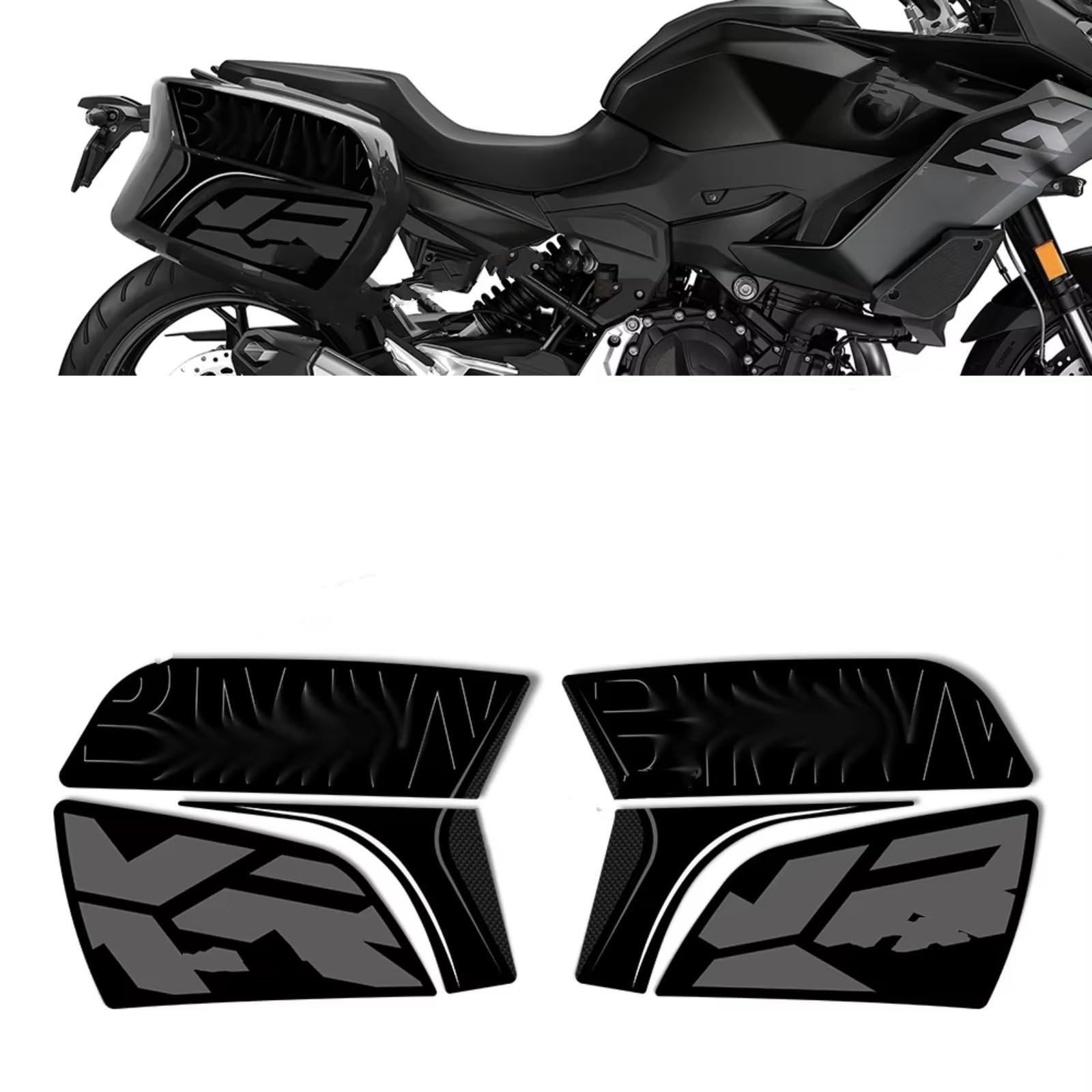 Compatibile Con Per F900 Per XR Carbon Look 3D Gel Adesivo Protettivo Per Custodia Laterale Per Moto Accessori Kit Impermeabile Antiscivolo Serbatoio(Triple Black)