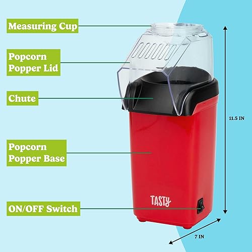 Miniatura 4 de Tasty Palomitas de maíz de aire caliente, palomitas de maíz saludables y deliciosas en minutos, rápido y fácil de usar, taza medidora integrada y