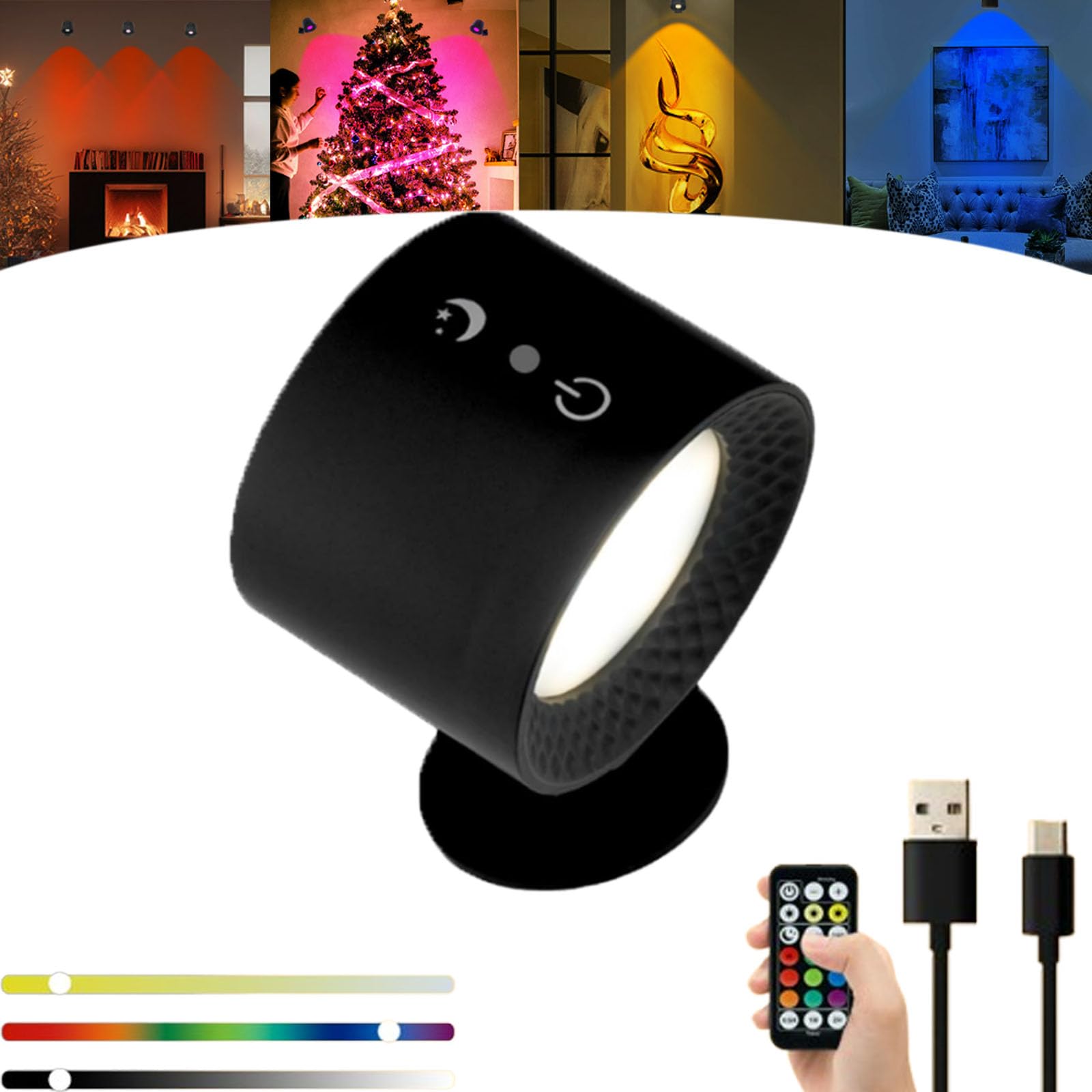 Yagerod Glowright, Glowright Indoor Everywhere Light 2.0, Glowright Multifunctional Magnetic Led Wall Lamp, Glowright Under Cabinet Lighting, Glowright Led Rechargeable Wall Lamp (Black)