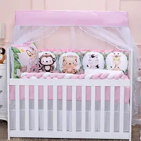 Kit Berço Sublimado12 Peças - Conforto e Estilo para o Enxoval do Bebê (Safari Rosa)