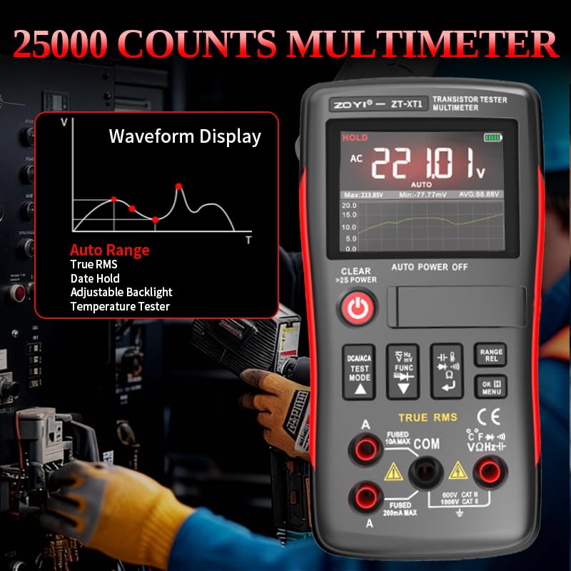 ZOTEK-XT1 2 in 1 Transistor Tester Multimeter, 25000-count