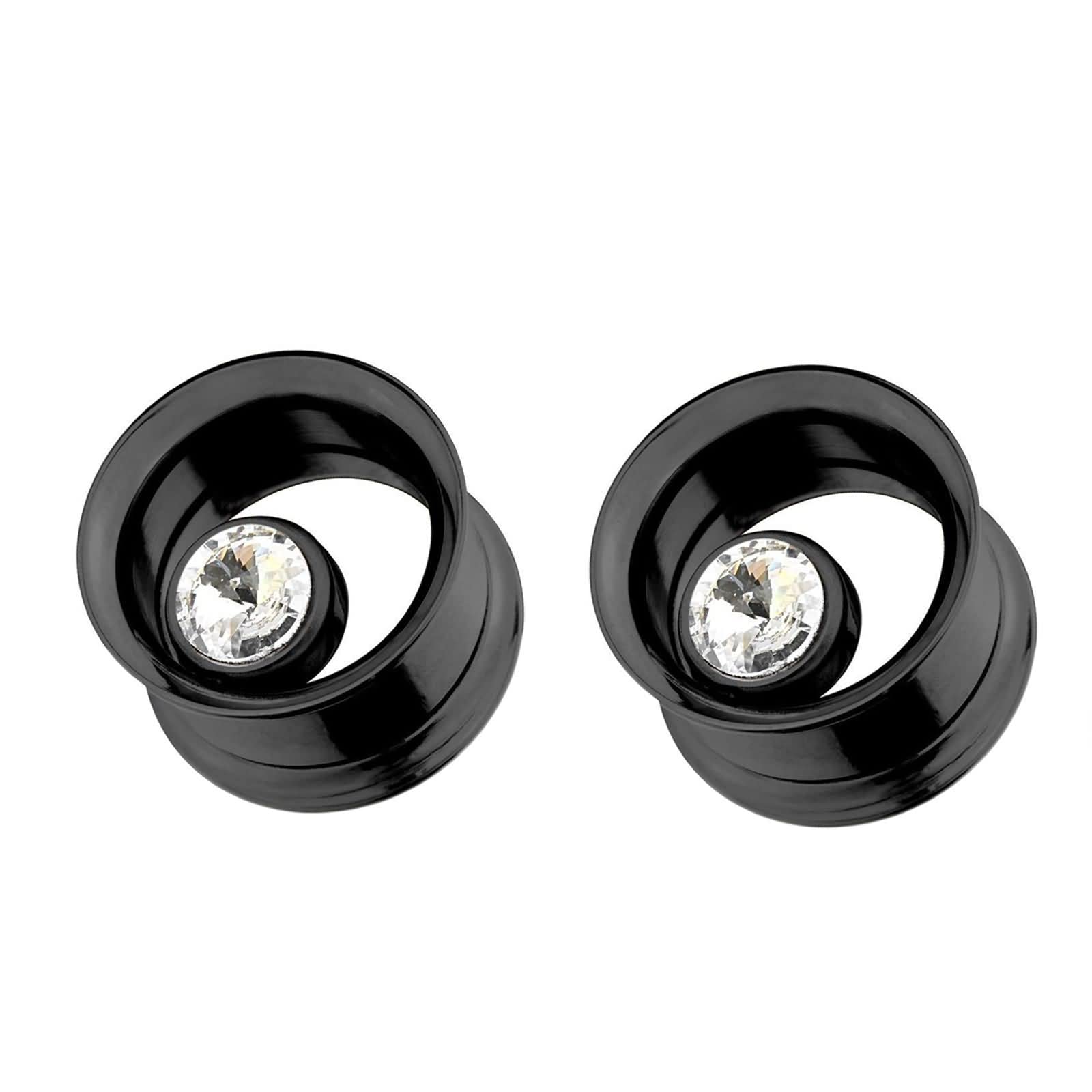 Daesar Tunnel 12-20MM Edelstahl, Ohr Plug Rund mit Zirkonia Tunnel Piercing Ohr Expander Set