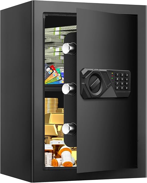 3.0 Cuft Fireproof Safe for Home Use, Digital Home Safes Fireproof Waterproof with Programmable Keypad, Backup Keys and