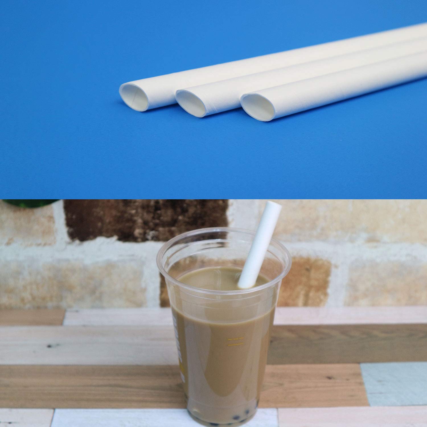 Amazon | タピオカ用の紙ストロー 【片先斜めカット】 白（ホワイト  