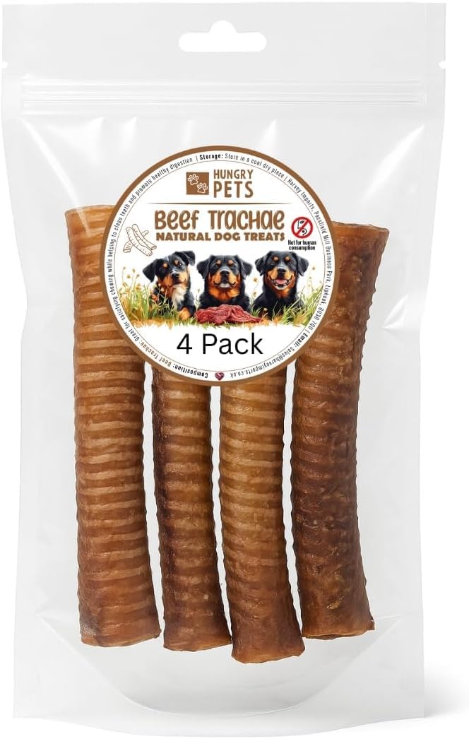 Hungry Pets Beef Trachea 15cm 4 Pack | Natural Grain Free Dog Chews Joint Health