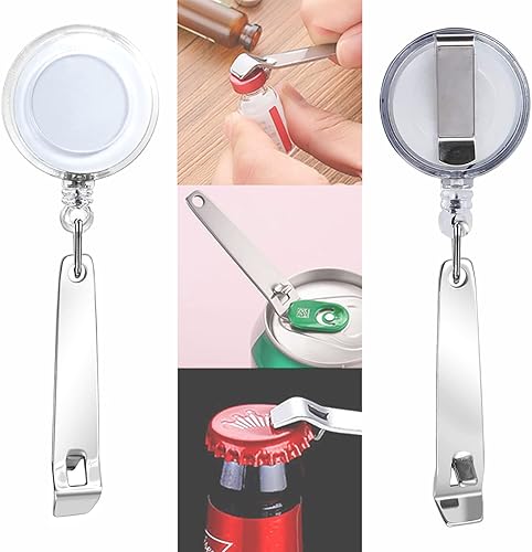 Miniatura 3 de 2 unidades abridor de botellas, barman antipérdida, retráctil, removedor de tapas de botellas, camarera, abridor de botellas plano, llavero para