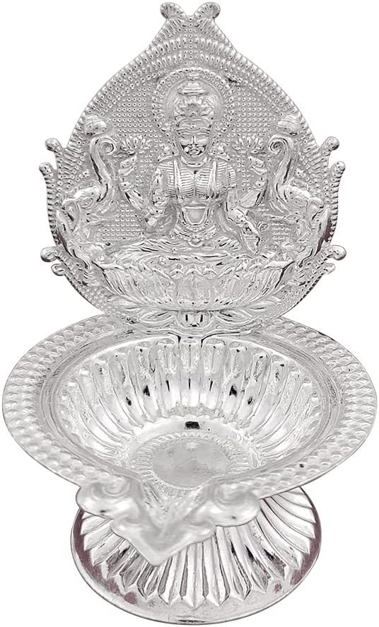 Mahalakshmi Deepam Diya in Sterling Silver (3.5 inch) - Ghee Deepam Lamp