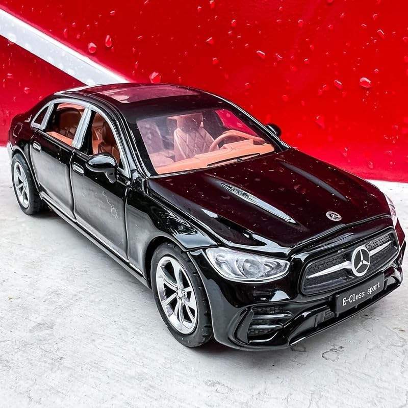 Image of Alokik Enterprise Compatible for 1:32 Marcedes Benz E300l Toy Car Model, Diecast Collectible Pull Back Model Car with Sound and Light, Toy Gift Vehicles for Adults Kids Boys Girls【Black】