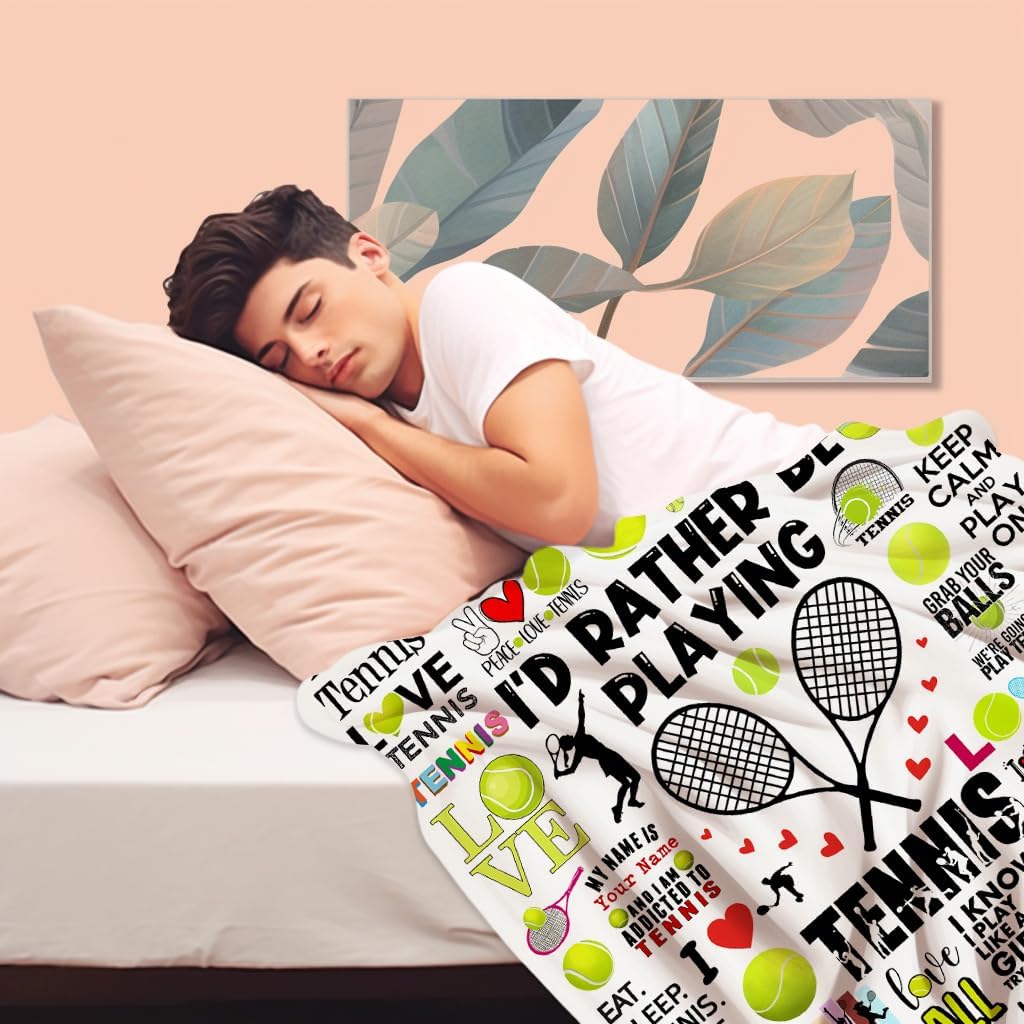 Tennis Blanket Soft Cozy Flannel Throw Blankets Bedding Tennis Lovers Merch Gifts for Boys Girls Women Adults Gifts 80"X60"