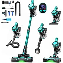 Cordless Vacuum Cleaner, 58KPa/60Mins 10 in 1 Self-Standing Stick Vacuum | 29-inch Hose and LED Lighting Brush, Anti-Tangle Brush &3 Suction Modes, Quiet Vacuum Cleaner for Home, Pet Hair/Carpet/Floor