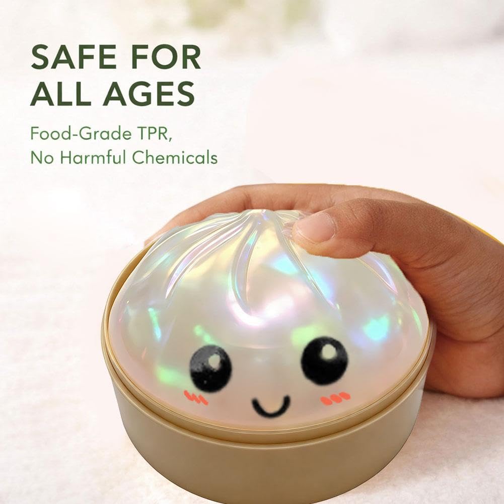 Dumpling Squishies, New Mystery Glitter Dumpling Squishies Box, Colorful Dumplings Stress Balls Fidget Sensory Toy, Soft Squeeze Decompression Dough for Anxiety Relief Fidget (Color A, 1pcs) - 4