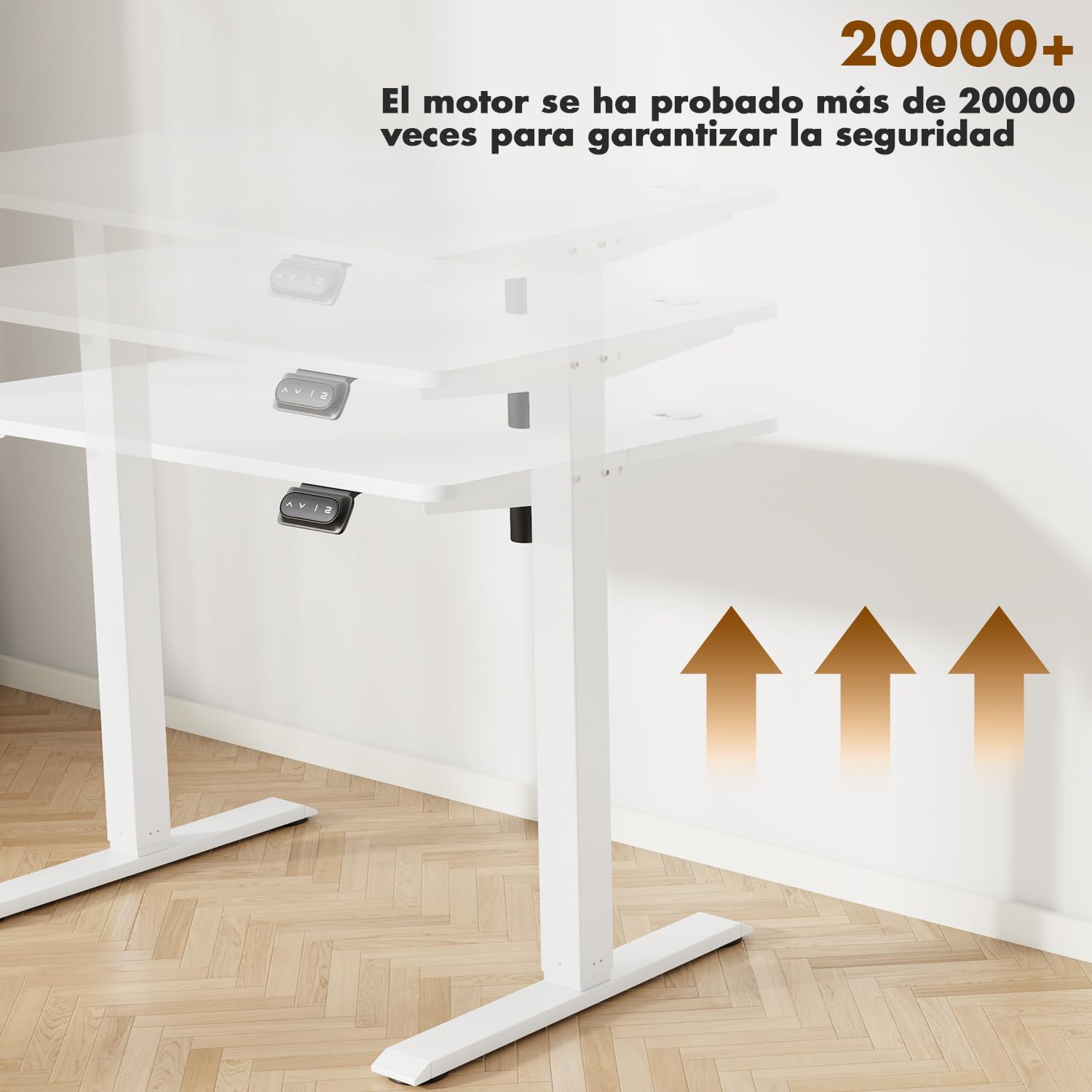 Devoko Escritorio Elevable Eléctrico 100 x 60cm,Escritorio Regulable en Altura con Gancho, 71-119 cm, 2 Opciones de Memoria Inteligente, Adecuado para Estudiar Trabajar（Blanco）