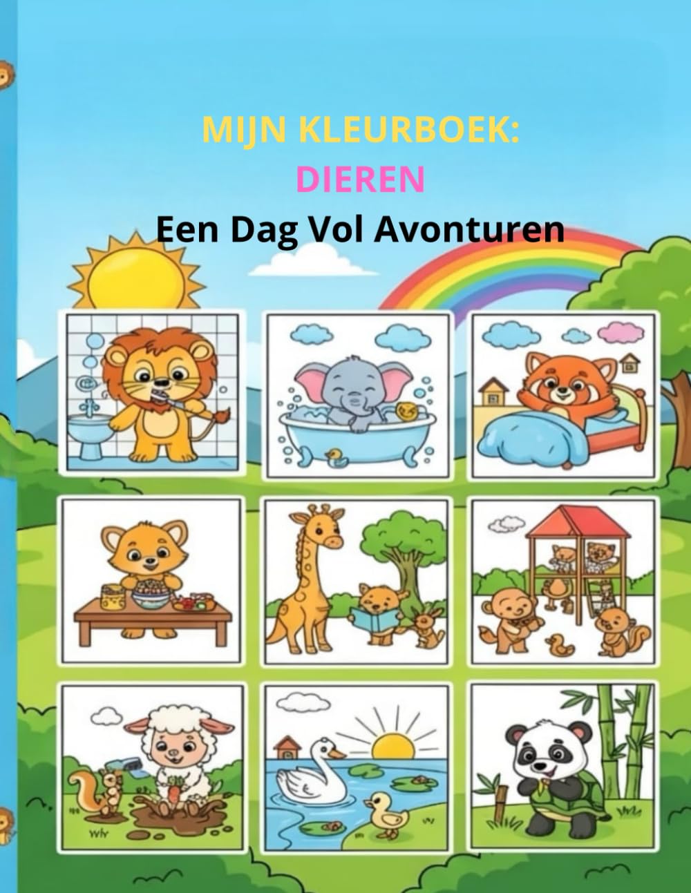 Grappige Dieren: Kleurboek voor Kinderen – 20 Dierentekeningen over het Dagelijkse Leven!
