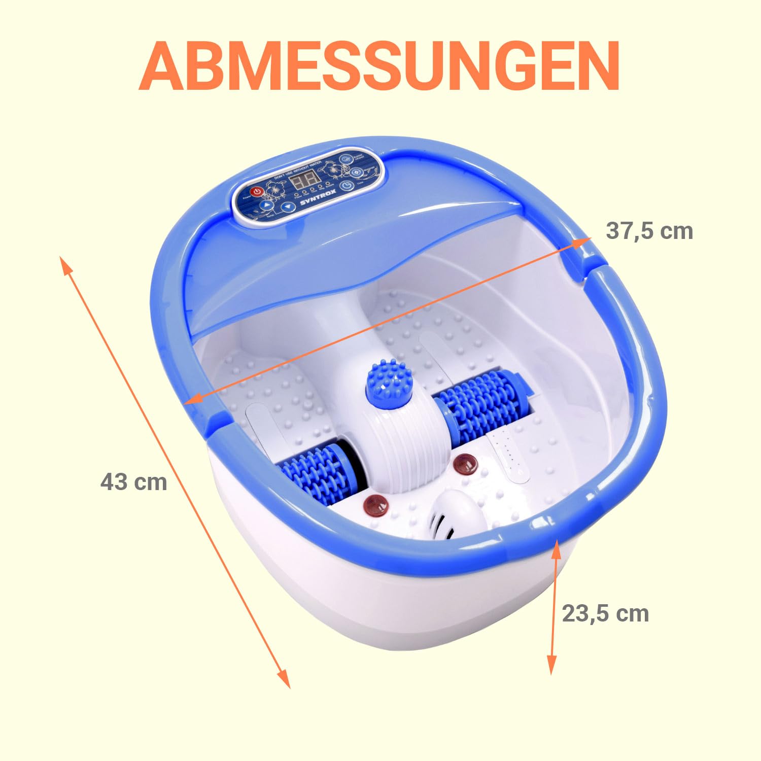 Syntrox Germany Fußsprudelbad mit Massage Sparkle | Fußmassagebad | Fußmassagegerät, 7 in 1, mit Rotlicht und Massagefunktion, 450 Watt, Entspannung für die Füße
