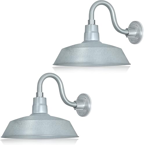 Miniatura 13 de 14 pulgadas. RLM Warehouse - Pantalla con brazo de cuello de cisne y bombilla Led A19 5000K de 9W Galvanizado (paquete de 1),Galvanizado