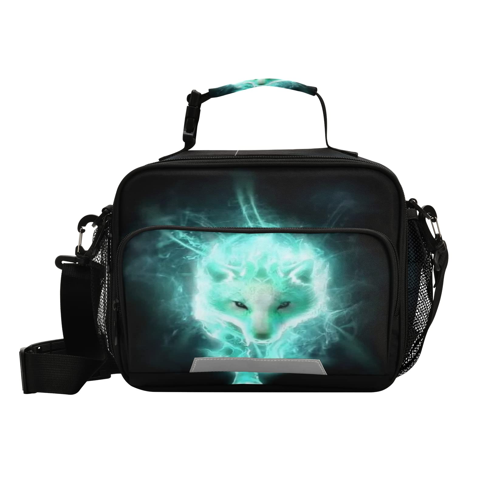 Galaxy Wolf Insulated Lunch Bag Wolf Fire Reusable Lunch Box