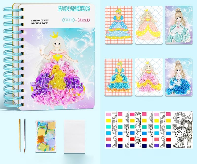 FOMQUAZLI Fashion Design Drawing Book for Girls, Creative Puzzle Puncture Painting, Princess Dress Up Coloring Sticker Book with Watercolor Painting, Stickers, Poking, DIY Craft Kit for Girls Age 3+ (B0CHBM2QF1) Amazon Price History, Amazon Price Tracker