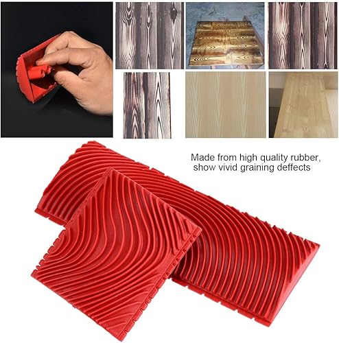 Miniatura 3 de 2 herramientas de pintura de grano de madera, pincel de pared de goma granulada de madera, herramientas de patrón de textura, kit de pintura de arte
