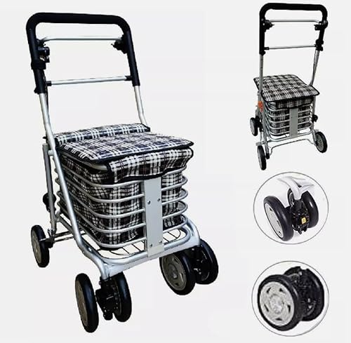 Elegant 6 Wheeled Sit & Go Shopping Trolley with Adjustable Handle