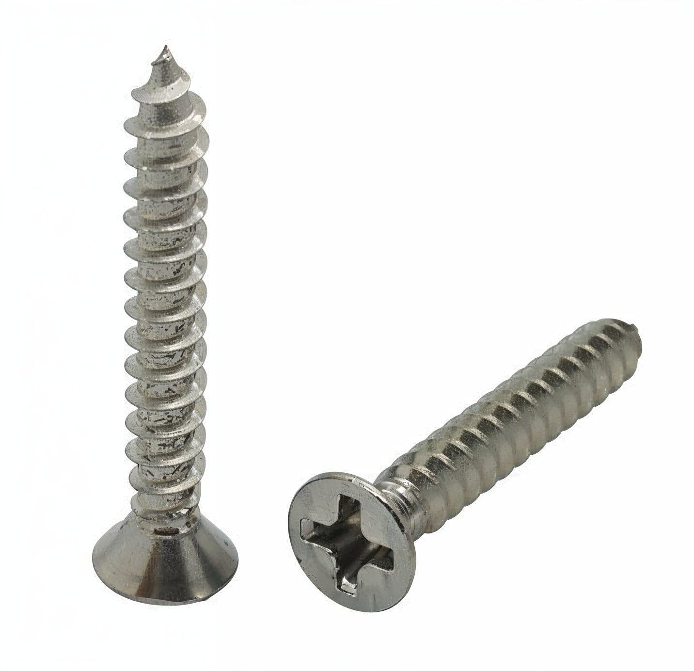 BCP Fasteners 100 Qty #6 x 1" Flat Head 304 Stainless Phillips Head Wood Screws (BCP19)
