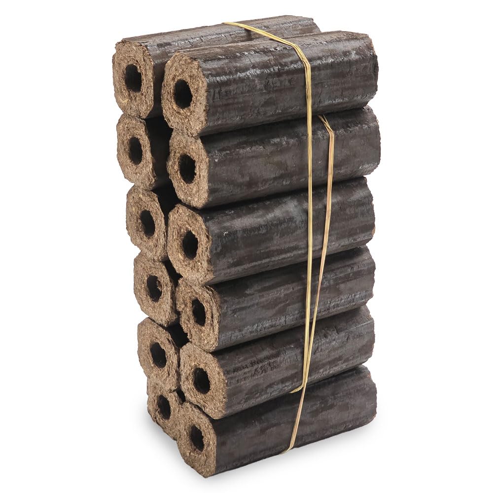 Flicker & Flame Black Heat Logs – Pack Of 12 – Ready To Burn Certified – Clean, Dry & Easy To Light – Compressed Wood Briquettes For Stoves, Open Fires & Chimeneas