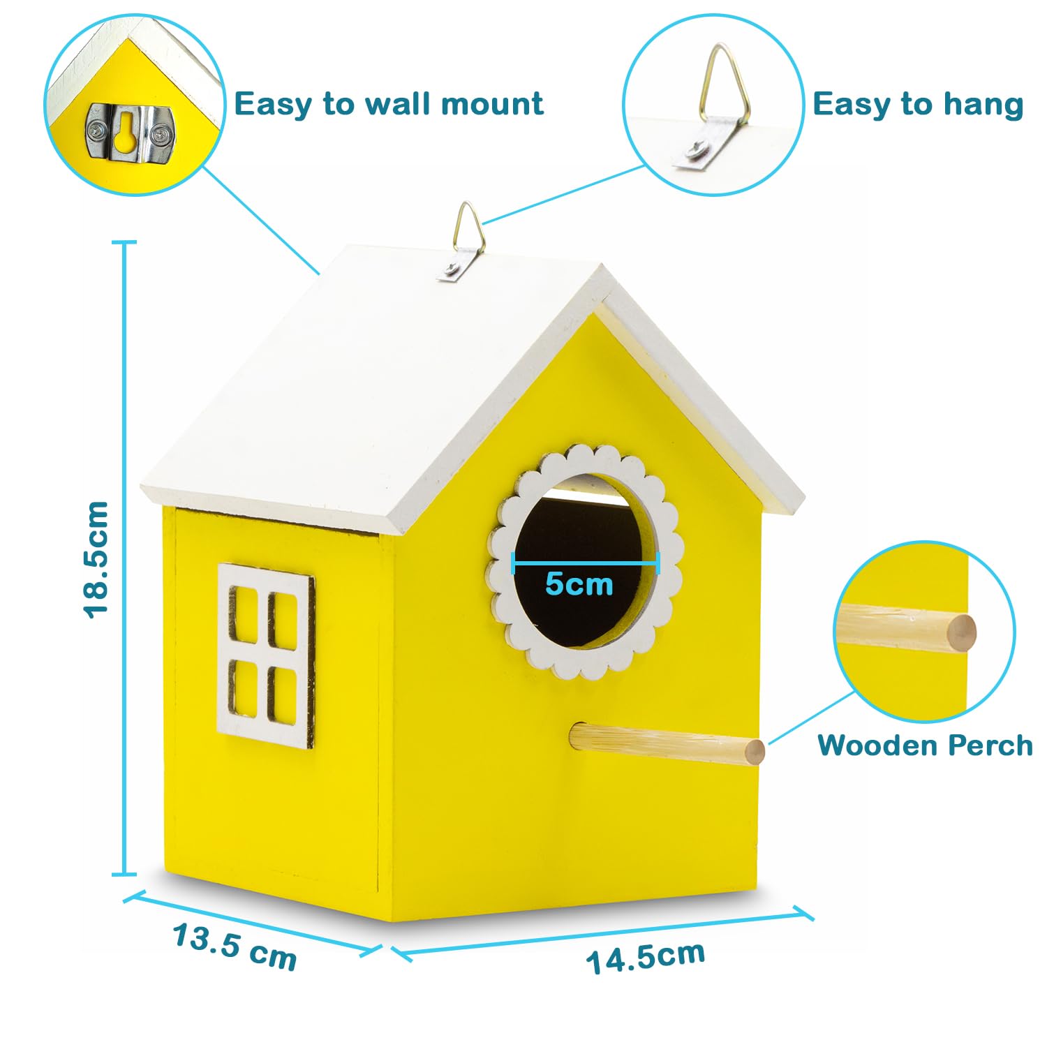 Birdhouse for Sparrows & Hummingbirds - Yellow Nesting Box -2 Birdhouse for Sparrows & Hummingbirds - Yellow Nesting Box -2