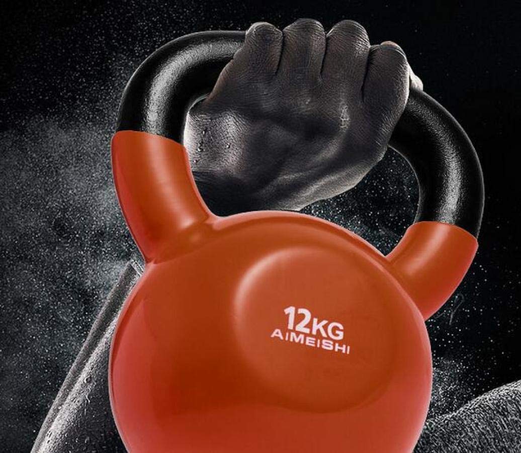 Winylowy Kettlebell do fitnessu, żeliwny Kettlebell do treningu siłowego odpowiedni dla początkujących i zaawansowanych/siłownia domowa, żółty-16 kg_A