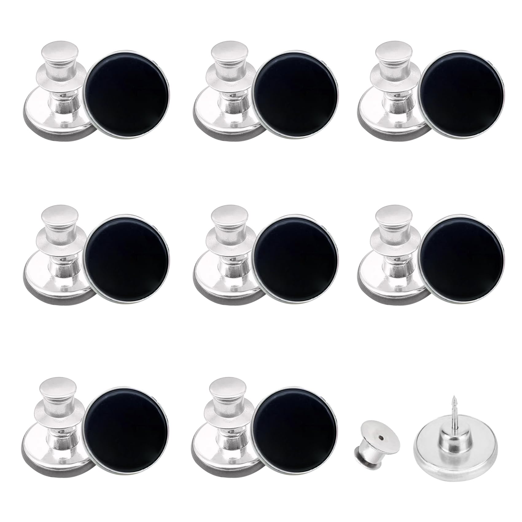 8 Pcs Button Pins for Jeans, Jean Buttons Pins for Loose Jeans, Jean Button Replacement, No Sew and No Tools Instant Needed Jean Button Pins for Pants, Reusable and Adjustable Clothes Buttons