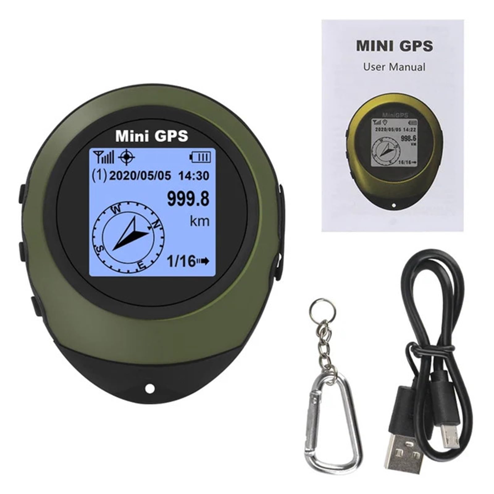 Buscador de satélites, Satélite Mini Portátil GPS Coordenadas Brújula Altitud Localizador Navegador Deportes Al Aire Libre Viajes Senderismo Seguimiento,Medición de señal Sat(Cyan-Blue)