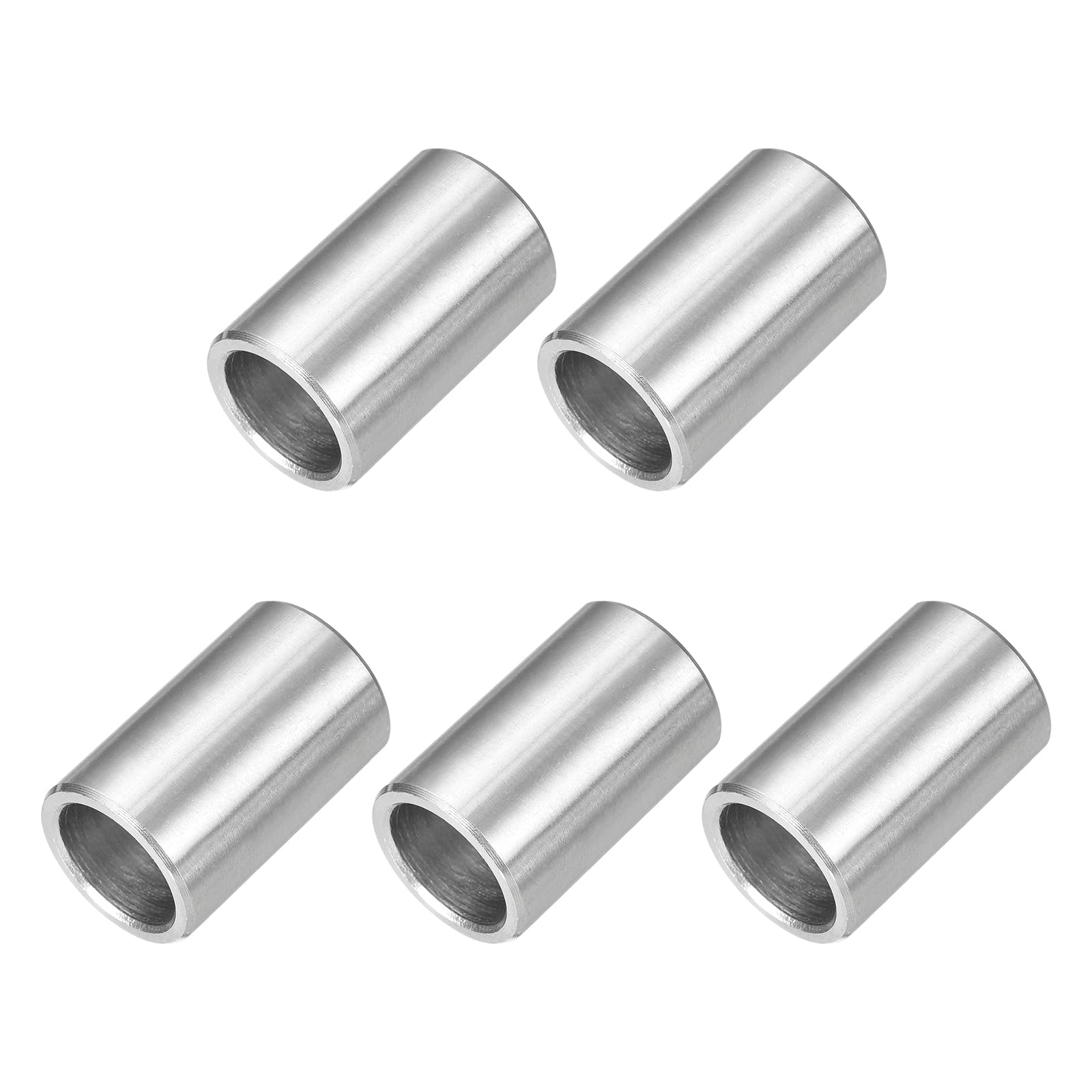 uxcell 5 Pcs Stainless Steel Spacers, 12mm ID x 16mm OD x 25mmL 304 Stainless Steel Bushing Screw Standoff Unthreaded Round Spacer for 1/2" or M12