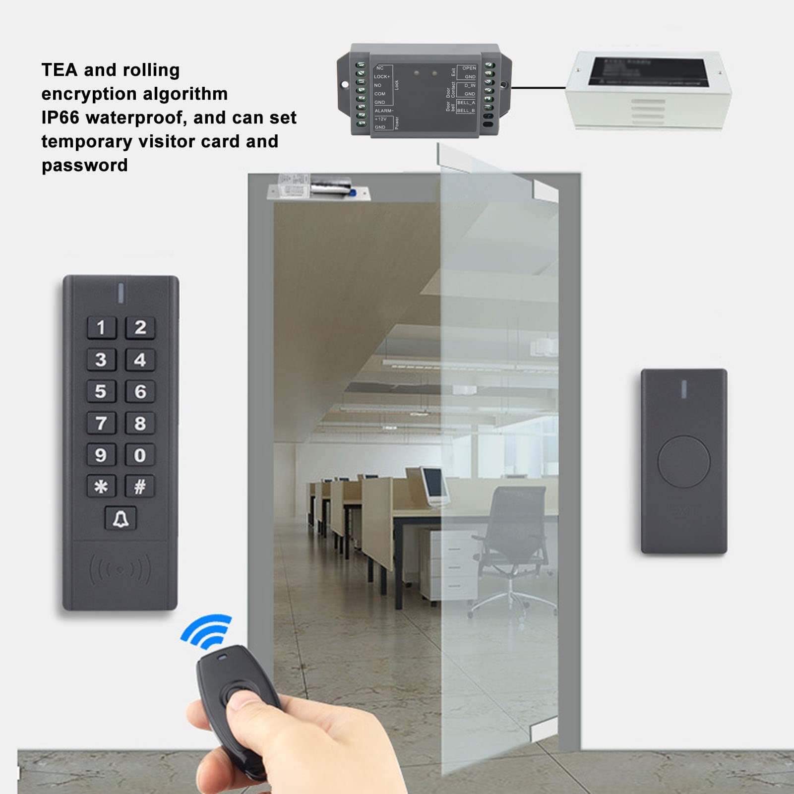 Tastatur-Zugangskontrollsystem IP66 Wasserdichter Ausweis Wireless Access Controler Smart Lock Keyless Entry TüRschloss Robust Geeignet FüR Home Office Hotel