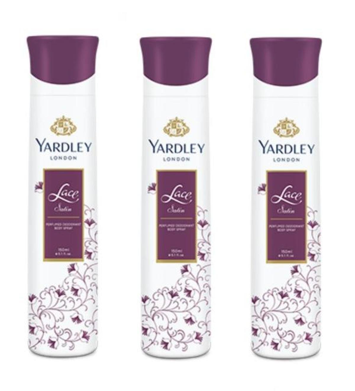 Yardley London Lace Satin Deodorant Spray For Women 150-ML (Pack of 3)-image-33