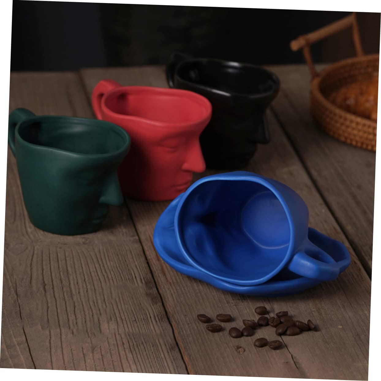 Mikinona Espressotassen-set Aus Keramik Mit Untertasse Teetassen-set Cappuccinotassen- Relief-design Hochtemperaturgebrannt Kratzfest Für Hause Und Büro
