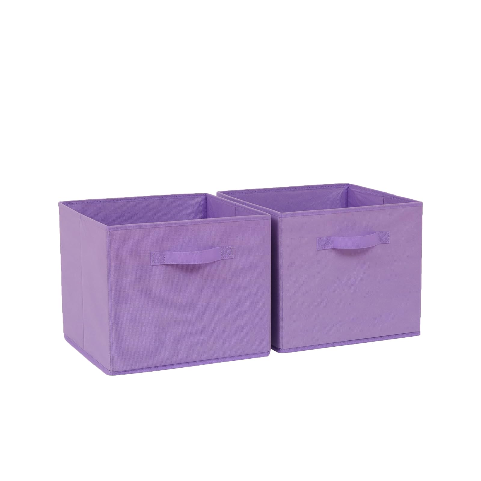 BonChoice Foldable Storage Cubes Boxes Pack of 2 with Handle for Home Organization, Fabric Wardrobe Storage Box Organizer Basket Bins for Clothes Toys Towels, Collapsible&Durable Purple