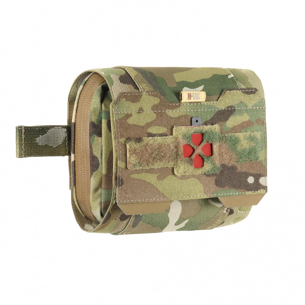 M-Tac Large Elite Horizontale Medizinische MOLLE-IFAK-Tasche – Cordura® 500D MIL-SPEC, Laser-Cut Basis, AquaGuard-YKK®-Reißverschlüsse, Abnehmbarer Erste-Hilfe-Organizer, Multicam