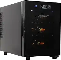 Koolatron Refrigerador de vinho para 6 garrafas, preto, geladeira termoelétrica, 16 litros, adega independente, armazenamento de vinho vermelho, branco e espumante para cozinha pequena, apartamento, apartamento, trailer