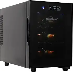 Koolatron Refrigerador de vinho para 6 garrafas, preto, geladeira termoelétrica, 16 litros, adega independente, armazenamento de vinho vermelho, branco e espumante para cozinha pequena, apartamento, apartamento, trailer