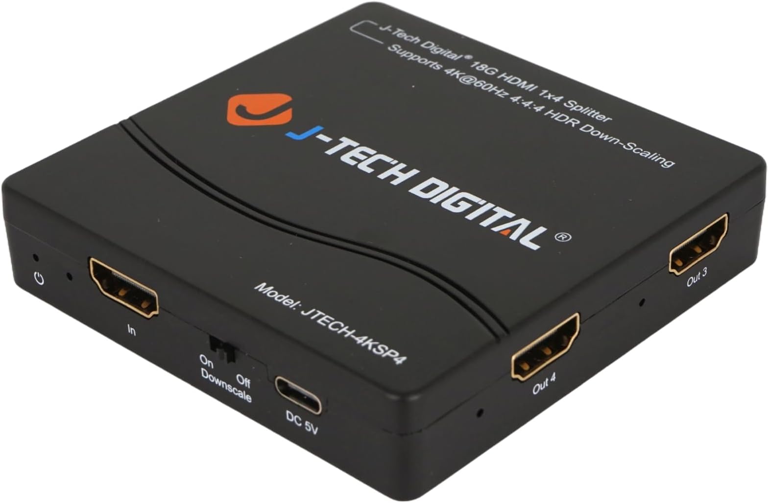 HDMI Splitter 4K 60Hz 1X4 Multi-Resolution Output (MRO) HDMI 2.0 Splitter Supports downscale HDR HDR10 / Dolby Vision 4K@60Hz 4:4:4 HDCP2.3 2.2 (JTECH-4KSP4)
