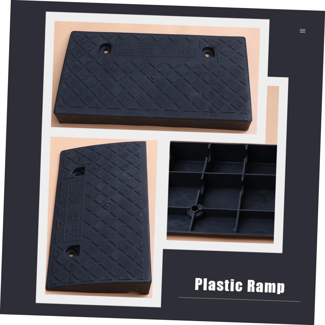 Car Plastic Curb Ramp 50x27x9cm Vehicle Loading Ramp Rubber Triangle Pad for Motorcycle and Car Use
