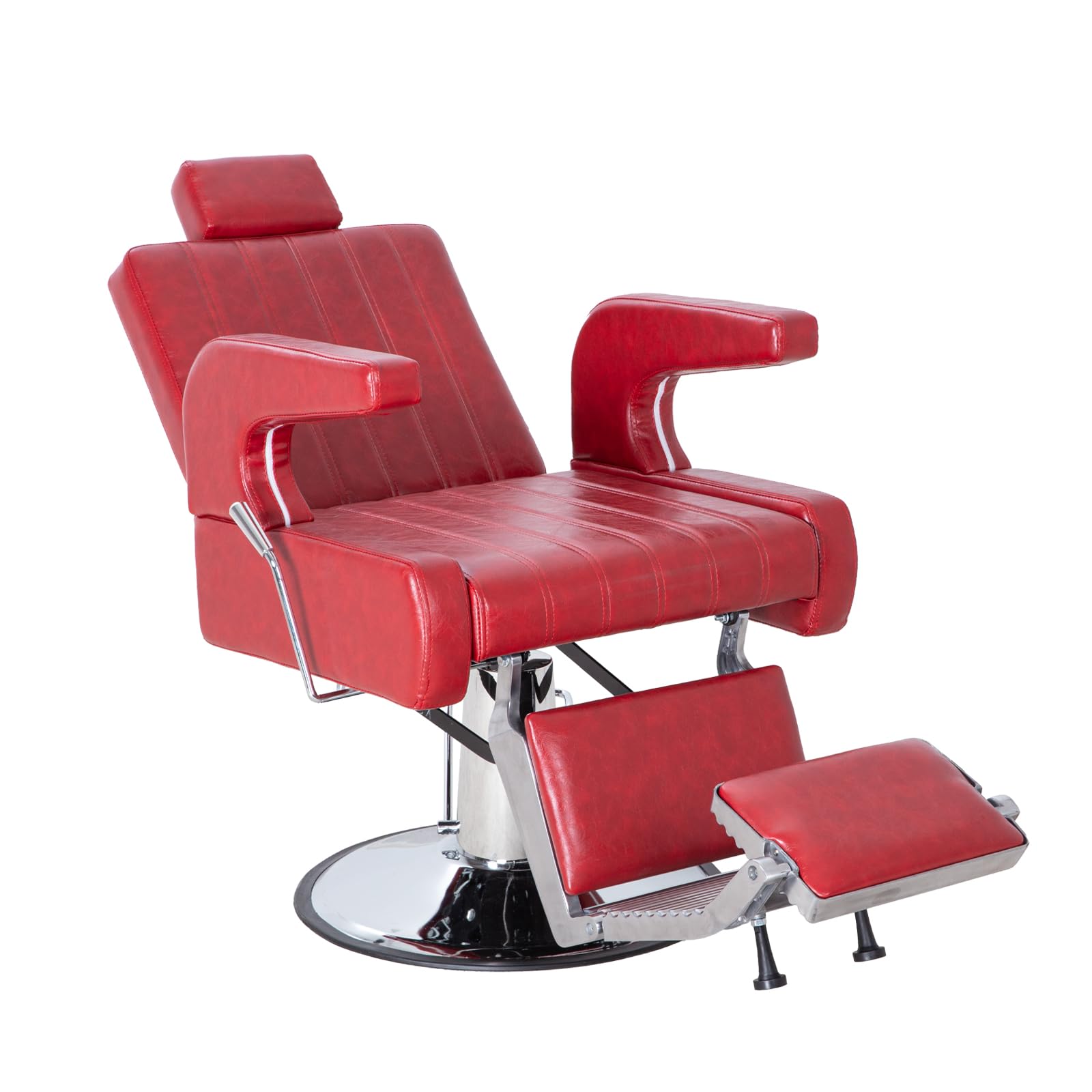 Barber Salon Chair for Hair Stylist, Reclining Chairs with Heavy Duty Hydraulic Pump, Styling Chair for Barbershop Spa Salon Home Studio (Red)