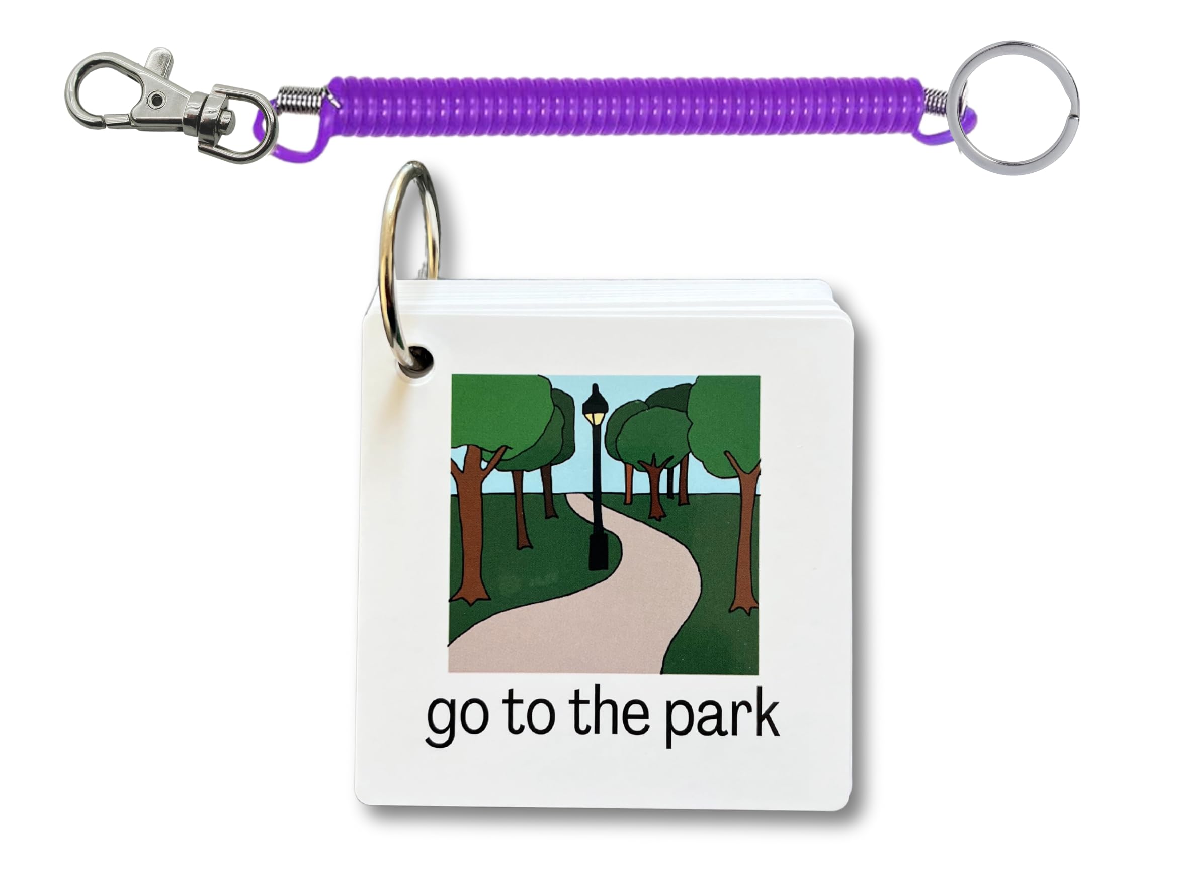 Communication Aid Cards for Non-Verbal Children, Autism Spectrum, Speech Delay, 25 Double-Sided Cards with Retractable Key Ring