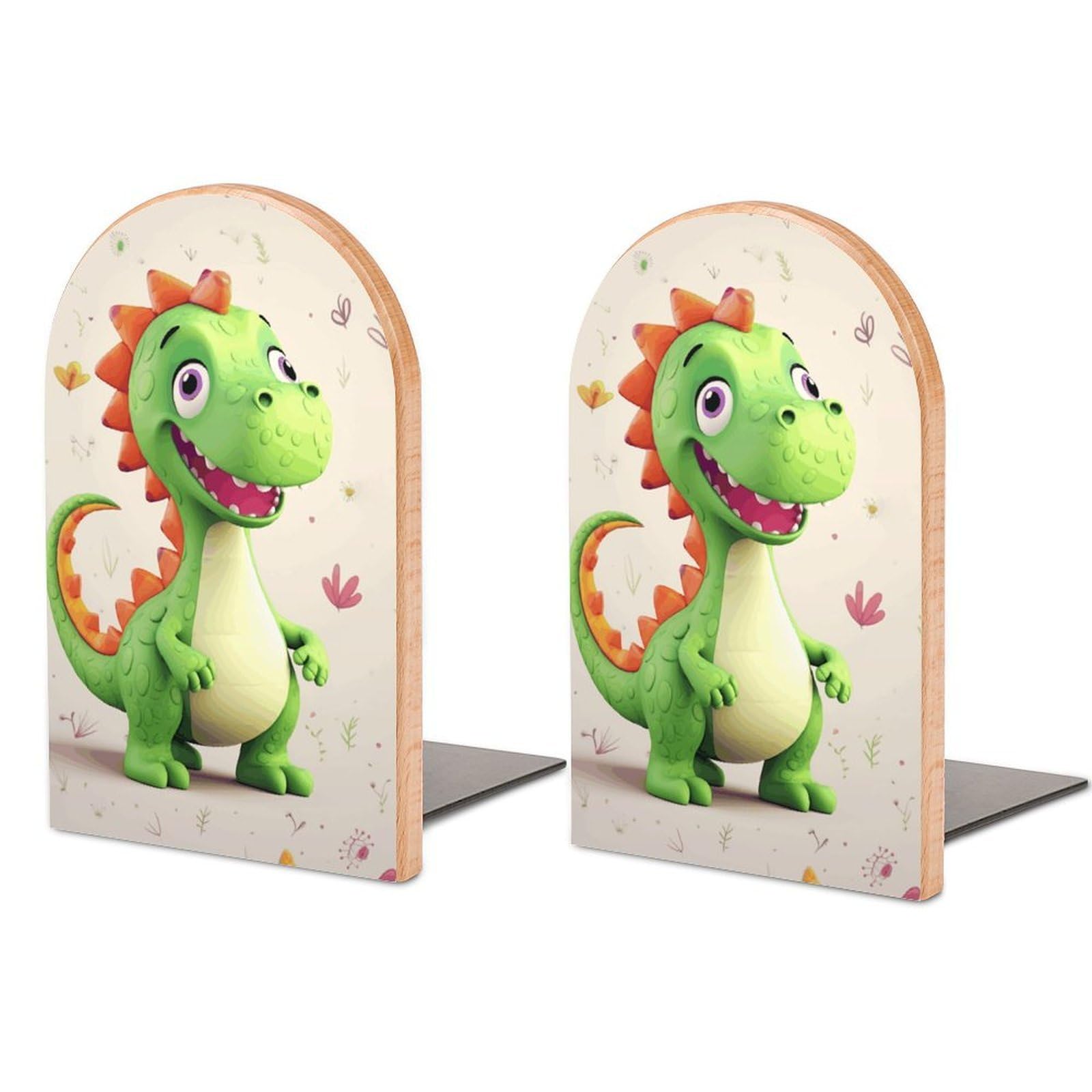 Cute Dinosaur Bookend Modern Bookends for Shelves Non-Skid Book Holder Heavy Duty Metal Book Storage for Books CDs Decorative Book Stopper for Home