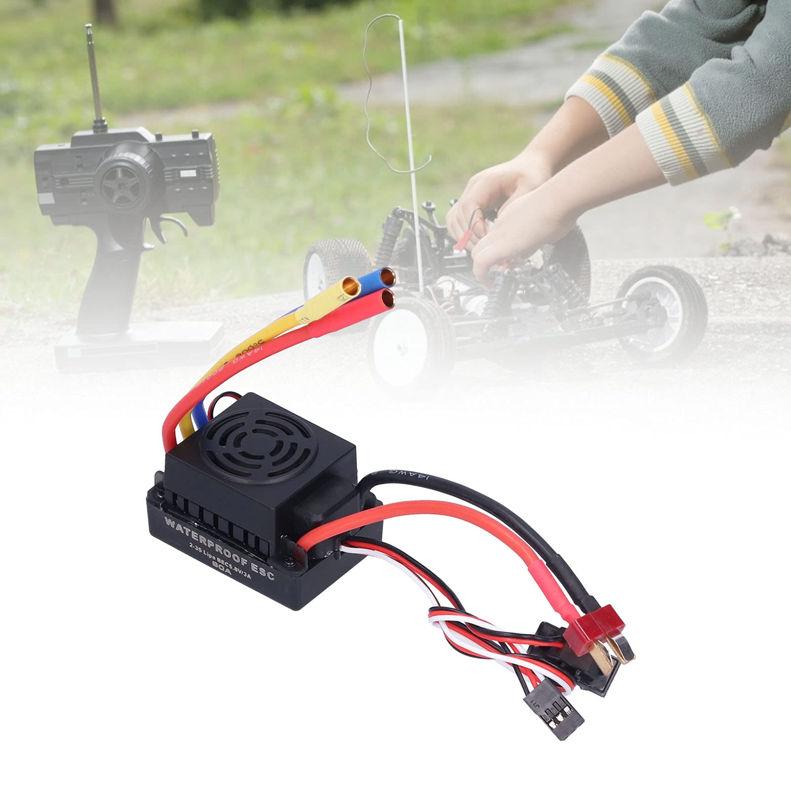 ESC 1/10 RC, ESC senza spazzole con accelerazione eccellente con ESC da 60 A per batteria Li-Po 2‑3S / Ni‑Cd Ni‑Mh 4‑9S