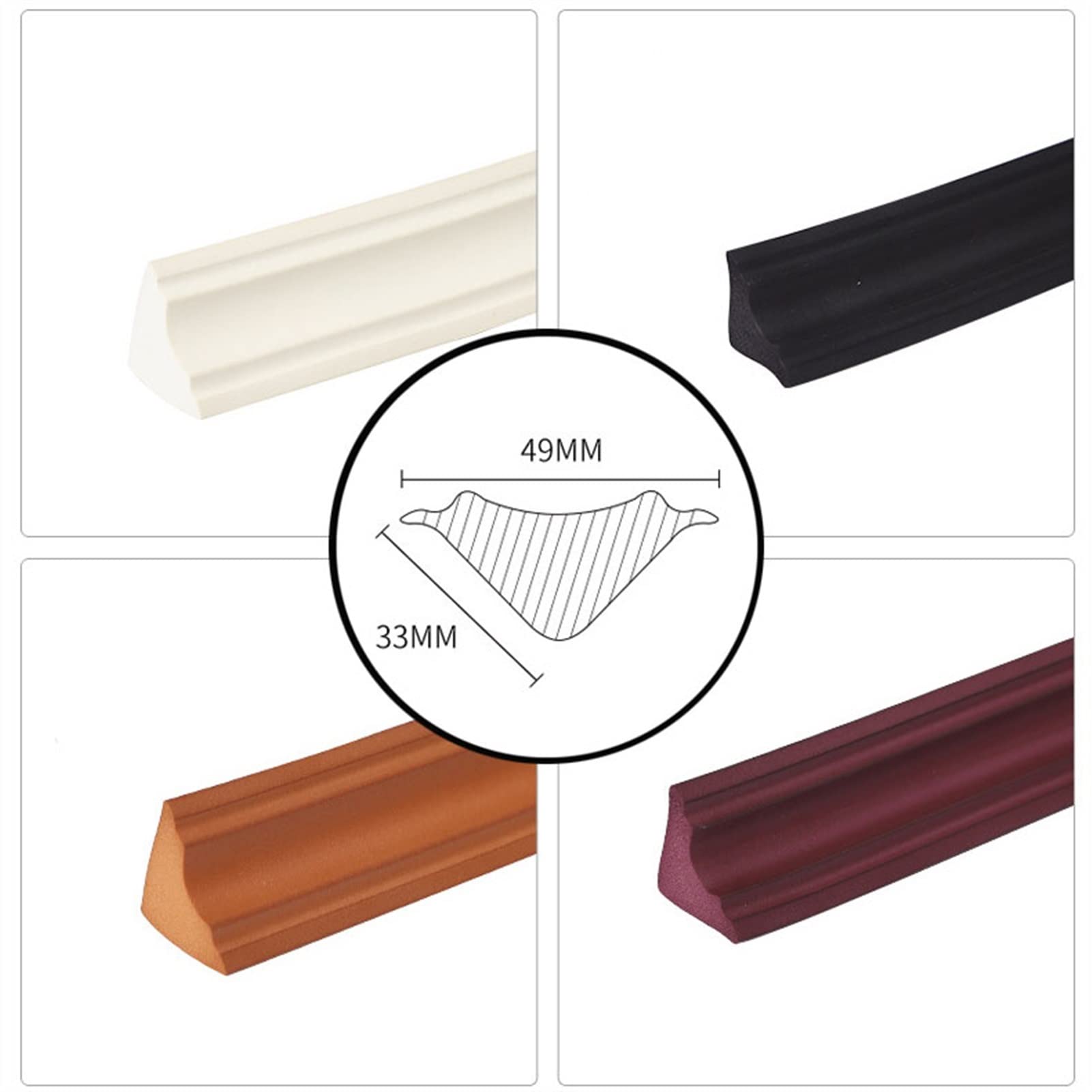 Elastyczne listwy, laminowane koraliki do płytek krawędziowych Backsplash Trim Multicolor 5 m (Nero)