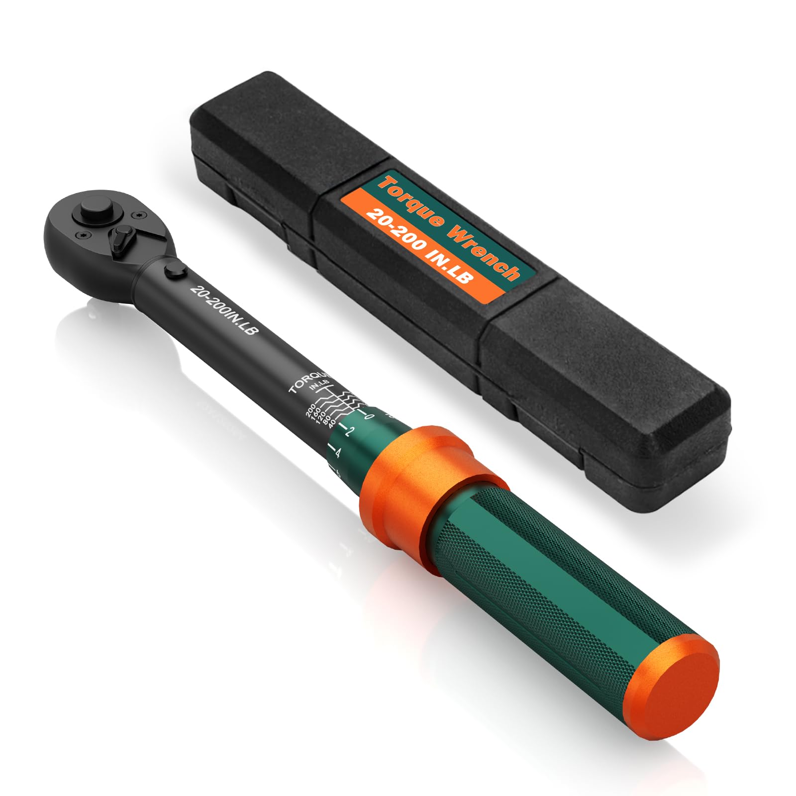 NADOKHI 1/4-Inch Drive Click Torque Wrench, 20-200 in.Lb, 72-Tooth Dual-Direction Adjustable Small Inch Pound Torque Wrench, ±3% High Precision for Bicycle, Small Equipment Repair