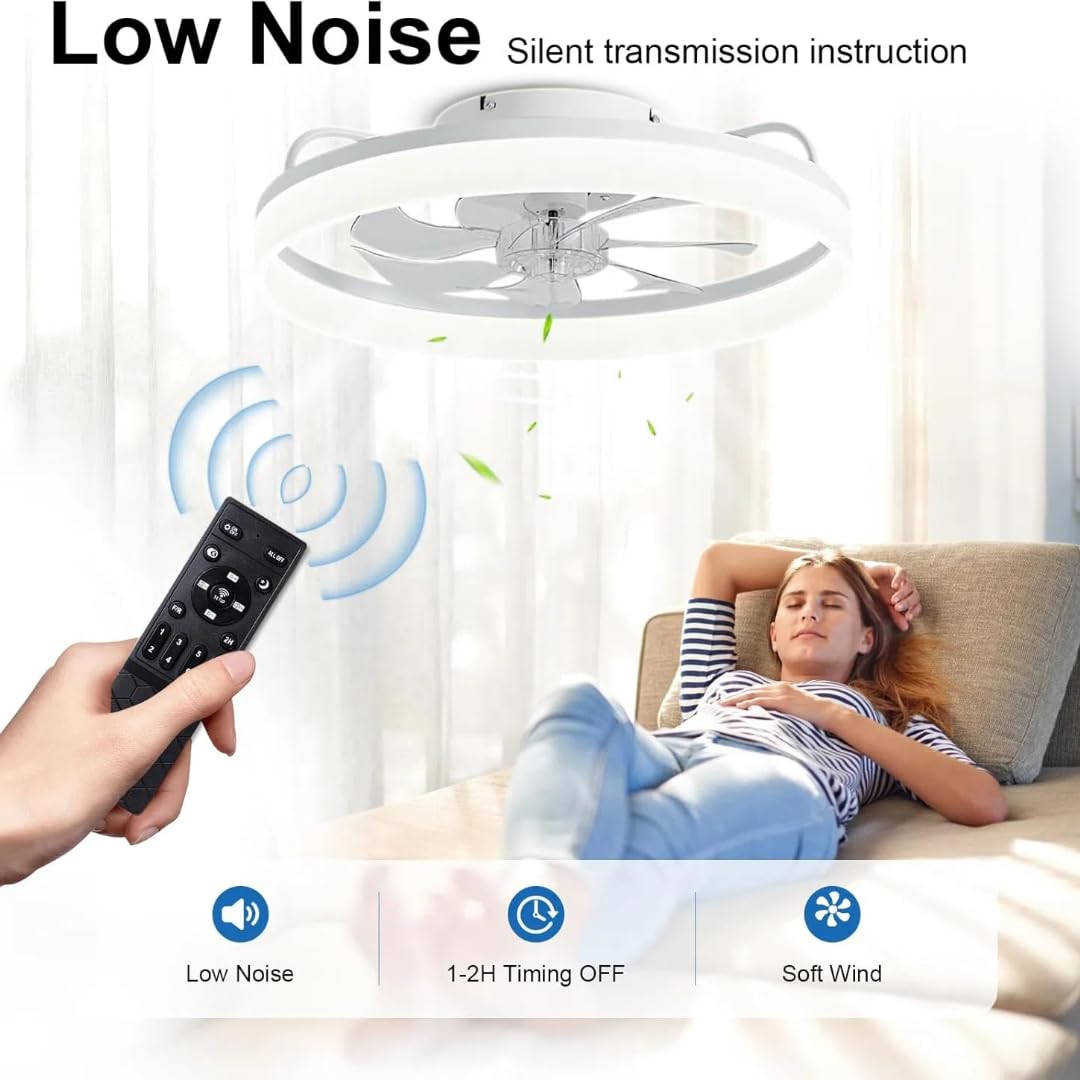 Lampadario Con Ventilatore Da Soffitto Moderno – DC 40W LED Dimmerabile Con Telecomando 6 Velocità