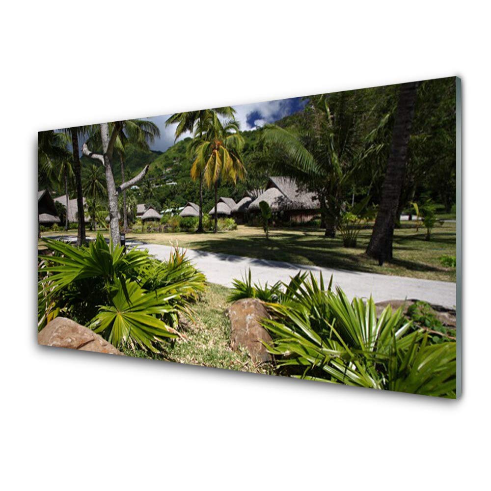 Impression sur Verre Acrylique 125x50cm Tulup - Tableau Déco Mural Feuilles de Palmiers Nature