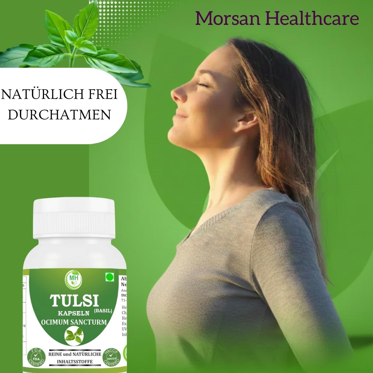 Tulsi Kapseln (Heiliges Basilikum – Ocimum sanctum) | Ayurvedisches pflanzliches Nahrungsergänzungsmittel | 240 Vegane Kapseln (Packung mit 4), Vegan & Glutenfrei