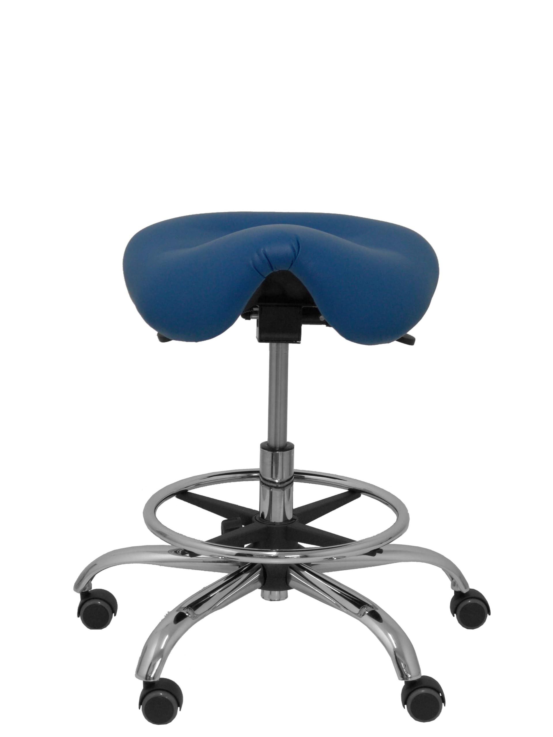 Piqueras y Crespo Taburete clínico, Piel, Azul, Talla Unica