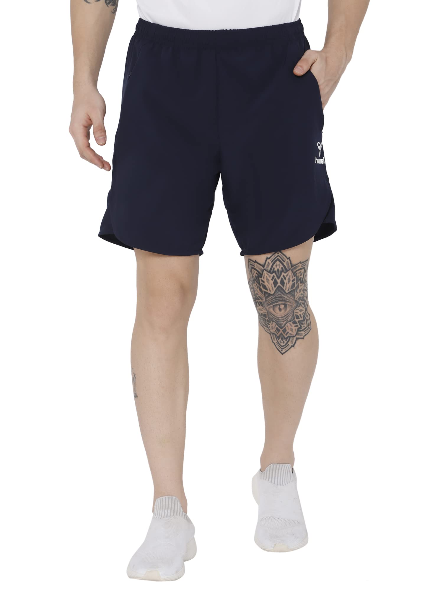 hummel Kuro Solid Regular fit Polyester Shorts for Men with Zipper Pockets Comfortable Breathable Fabric Stretchable for Everyday Use Ideal for Yoga Training Gym Running or Performance